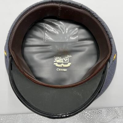 Vintage West Point Grey Blue Military Cadet Visor Cap with Badge and Buttons