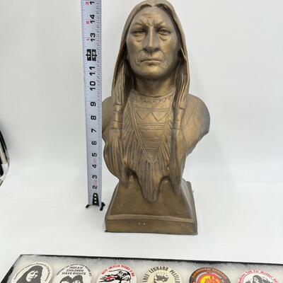 Lot of Native American Buttons Statue and Collectibles