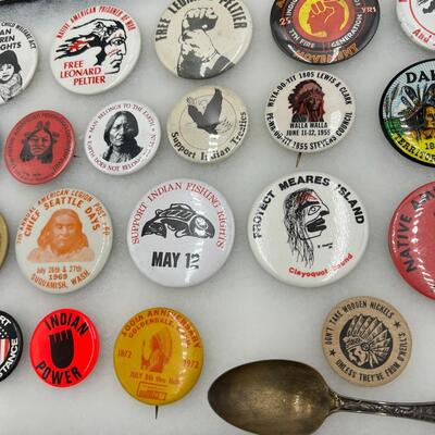 Lot of Native American Buttons Statue and Collectibles