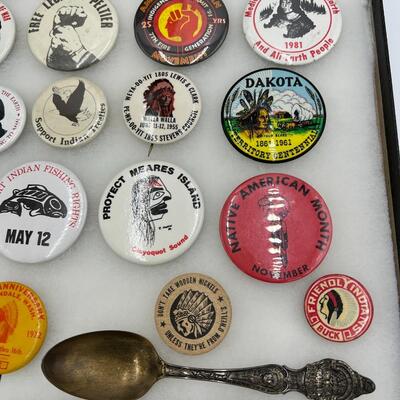 Lot of Native American Buttons Statue and Collectibles