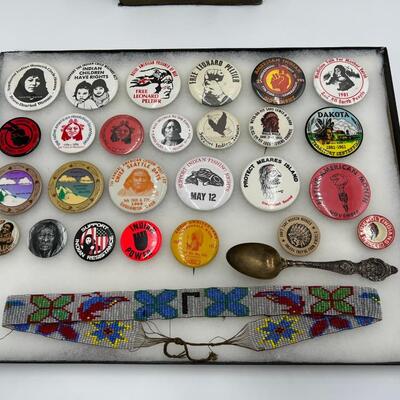 Lot of Native American Buttons Statue and Collectibles