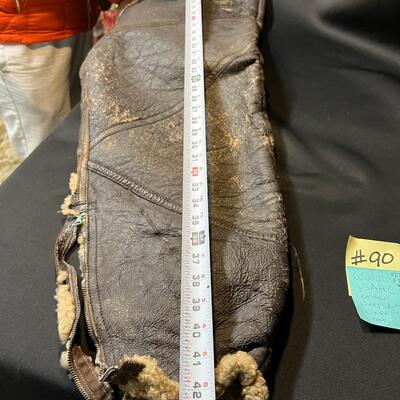 Rare WW2 USAA Leather Sheepskin Lined Pants with Suspenders