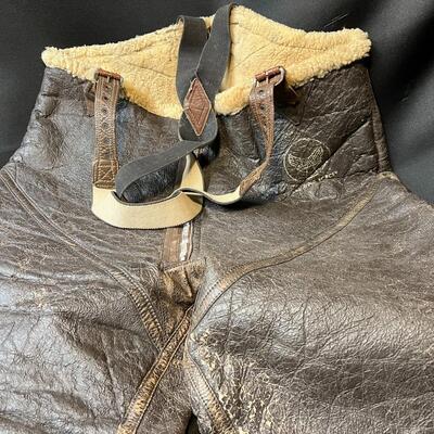 Rare WW2 USAA Leather Sheepskin Lined Pants with Suspenders