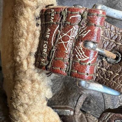Rare WW2 USAA Leather Sheepskin Lined Pants with Suspenders