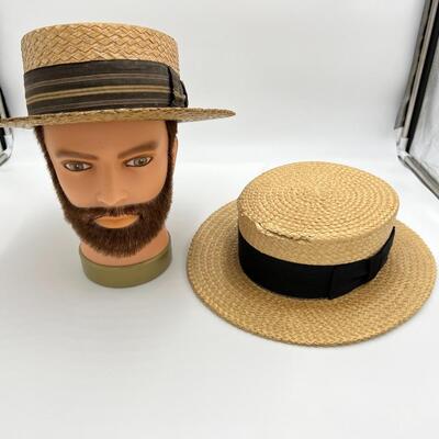 Lot of 2 Early 1900s Men's Straw Hats
