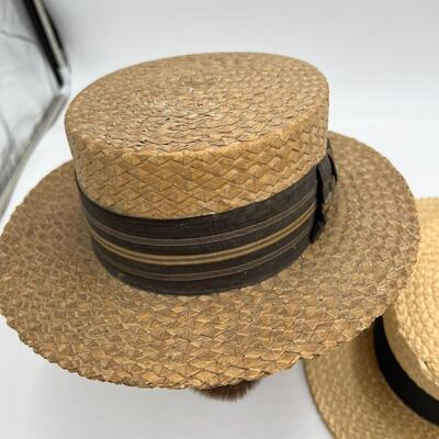 Lot of 2 Early 1900s Men's Straw Hats