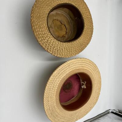 Lot of 2 Early 1900s Men's Straw Hats