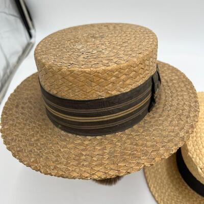 Lot of 2 Early 1900s Men's Straw Hats