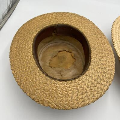 Lot of 2 Early 1900s Men's Straw Hats