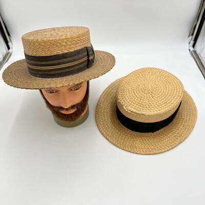 Lot of 2 Early 1900s Men's Straw Hats