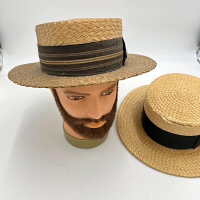 Lot of 2 Early 1900s Men's Straw Hats