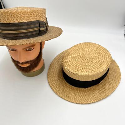 Lot of 2 Early 1900s Men's Straw Hats