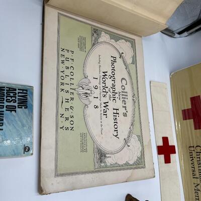 Lot of WW1 Red Cross Poster and Arm Band Pins and Ephemera