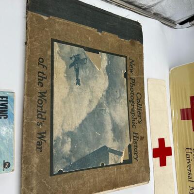 Lot of WW1 Red Cross Poster and Arm Band Pins and Ephemera