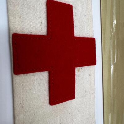 Lot of WW1 Red Cross Poster and Arm Band Pins and Ephemera