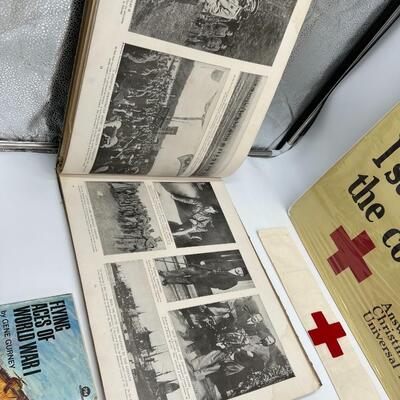 Lot of WW1 Red Cross Poster and Arm Band Pins and Ephemera