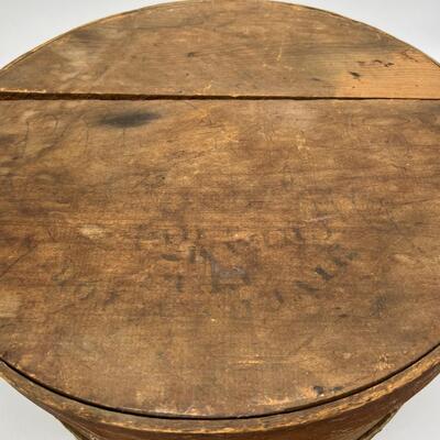 Antique Circa 1910 Wood Handmade Cheese Box with Lid