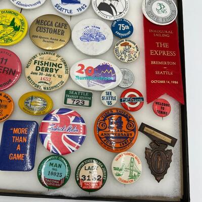 Large Lot of Seattle and Washington Related Buttons and Ephemera