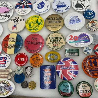 Large Lot of Seattle and Washington Related Buttons and Ephemera