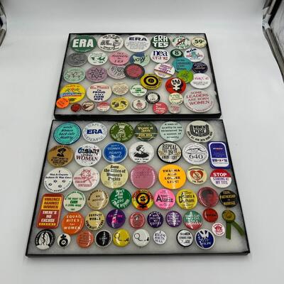 Large Lot of Vintage Buttons Pins Related to Womens Rights and Events