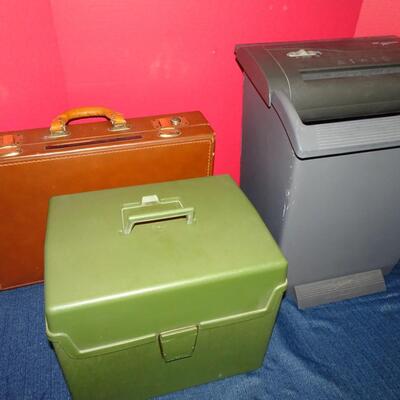 LOT 498. SHREDDER, BRIEFCASE AND FILE