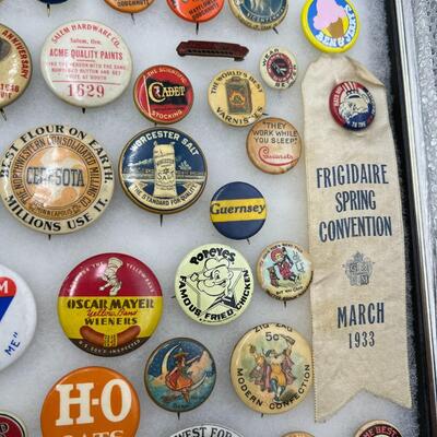 Large Lot of Vintage Commercial Brand and Advertising Related Buttons Pin Backs