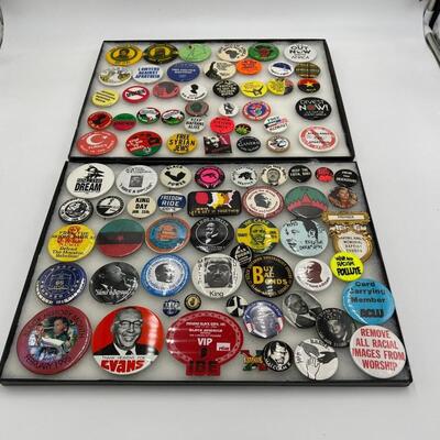 Large Lot of Vintage Buttons and Pins Related to MLK and African American and South African Rights and Events