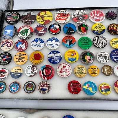 Large Lot of Vintage Buttons and Pins Related to Anti-War Missiles and Russia USSR