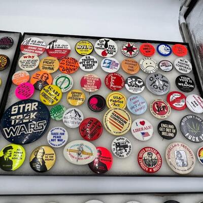 Large Lot of Vintage Buttons and Pins Related to Anti-War Missiles and Russia USSR