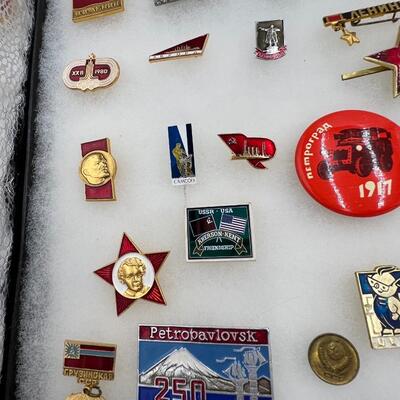 Large Lot of Vintage Buttons and Pins Related to Anti-War Missiles and Russia USSR