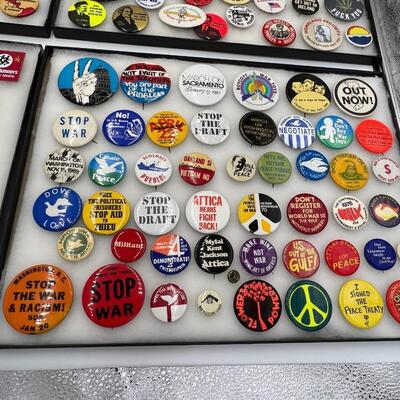 Large Lot of Vintage Buttons and Pins Related to Anti-War Missiles and Russia USSR