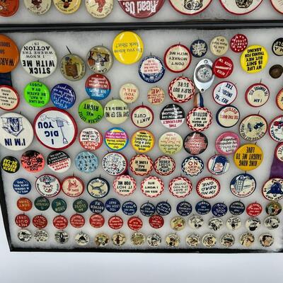 Large Lot of Vintage and Antique Buttons and Pins Related to Books, Comics, Cartoons, TV and Movies