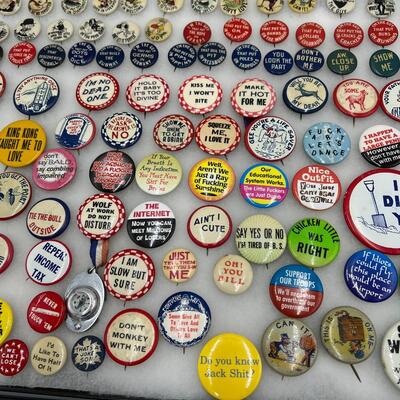 Large Lot of Vintage and Antique Buttons and Pins Related to Books, Comics, Cartoons, TV and Movies