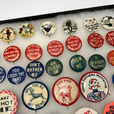 Large Lot of Vintage and Antique Buttons and Pins Related to Books, Comics, Cartoons, TV and Movies