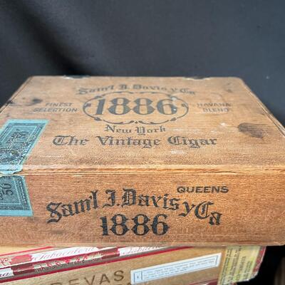 Large Lot of 15 Antique Wood Cigar Boxes