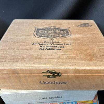 Large Lot of 15 Antique Wood Cigar Boxes