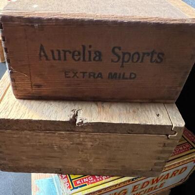 Large Lot of 15 Antique Wood Cigar Boxes