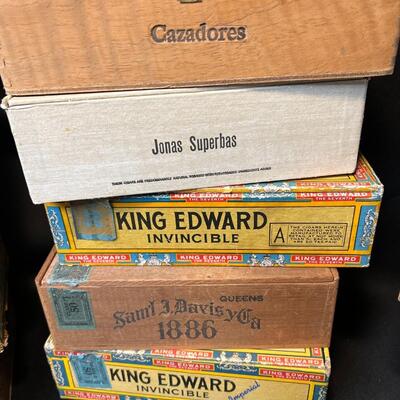 Large Lot of 15 Antique Wood Cigar Boxes