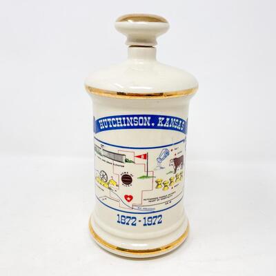 1972 CENTENNIAL HUTCHINSON KS CERAMIC WHISKEY DECANTER - MCCORMICK