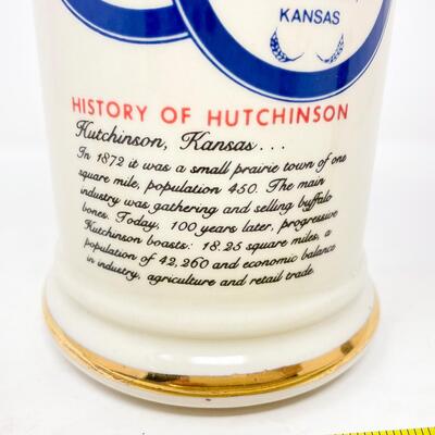 1972 CENTENNIAL HUTCHINSON KS CERAMIC WHISKEY DECANTER - MCCORMICK