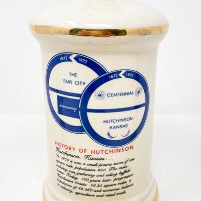 1972 CENTENNIAL HUTCHINSON KS CERAMIC WHISKEY DECANTER - MCCORMICK