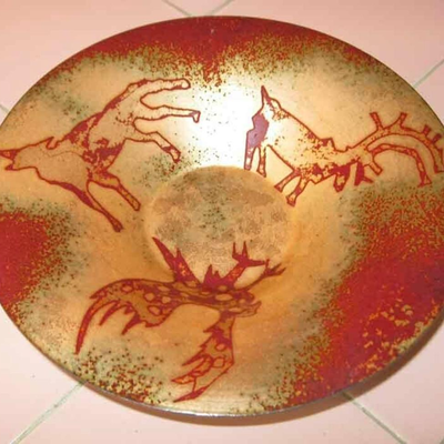 MS 1999 Studio Artist Enamel Metal Bowl Kelso Sansone Moose Eagle Wolf LE 159/220