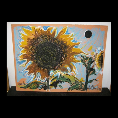 MS Paul Harris Drawing Sunflowers Homage Georgia O'Keeffe Impressionist Listed 1985