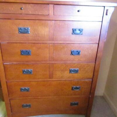 LOT 1  MISSION STYLE CHEST OF DRAWERS