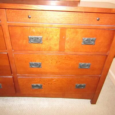 LOT 2  MISSION STYLE DRESSER WITH BEVELED MIRROR