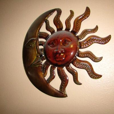 LOT 8  TWO METAL SUN WALL HANGINGS