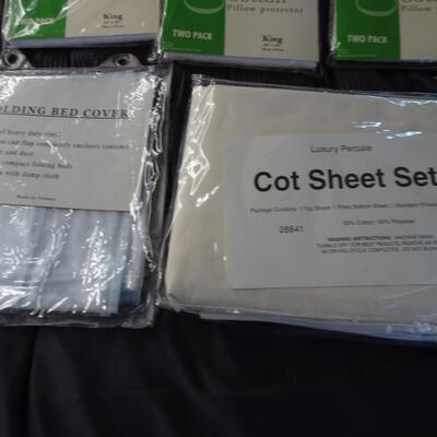 LOT 533  LINENS. SHEETS AND PILLOW PROTECTORS