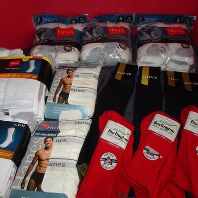 LOT 540. COLLECTION OF MENS SOCKS AND BRIEFS NEW IN PACKAGE