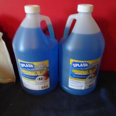 LOT 587. WINDOW WASH FLUID AND TWO DUST PANS
