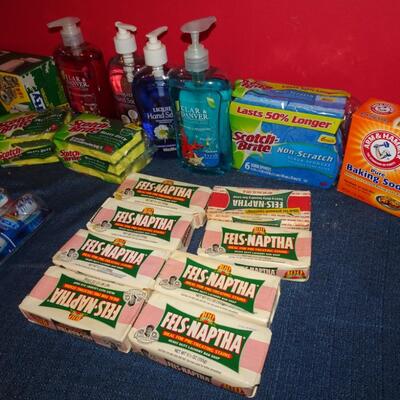 LOT 606. CLEANING SUPPLIES AND TOOTH BRUSHES